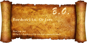 Benkovits Orion névjegykártya